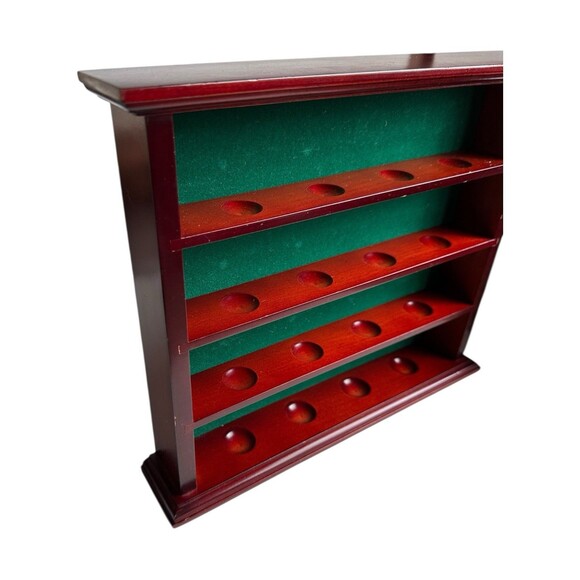 Vintage Mahogany Display Case Green Felt 16 Slot Round Divots - Picture 7 of 16